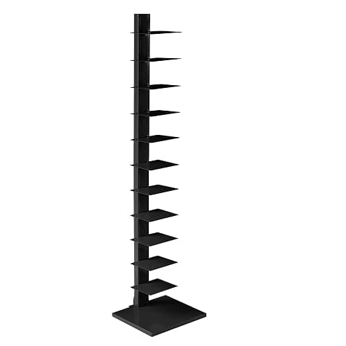 SEI Furniture 12 shelf Metal Spine Book Tower, Black - Image 1