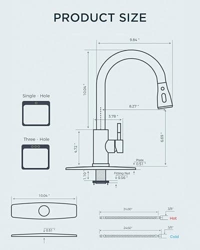 FORIOUS Kitchen Faucet with Pull Down Sprayer, Stainless Steel, Matte Black | 3-Mode Sprayer, Classic Bar Sink Faucet with Deck Plate, High Arc Single Handle, Suitable for Farmhouse Laundry Rv Camper thumbnail 2