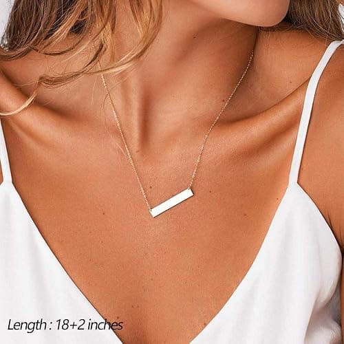 Turandoss Dainty Layered Choker Necklace, Handmade Y Pendant Necklace Multilayer Bar Disc Necklace Adjustable Layering Choker Necklaces for Women thumbnail 4