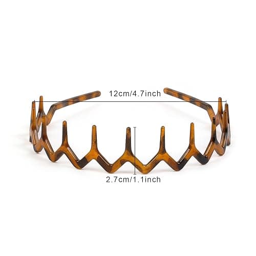 WOVOWOVO Zig Zag Headbands for Women Teen Girls Men, Plastic Hair Bands with Teeth Thin Zigzag Head Bands for Women's Hair, Non Slip Black Comb Hairbands Accessories, 4 Packs thumbnail 2