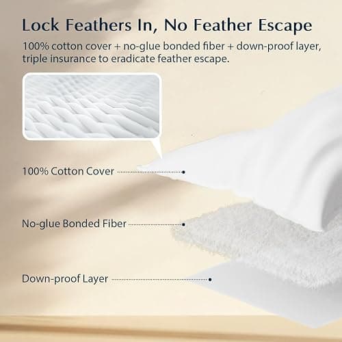 Pacific Coast Bed Pillow, Luxury Hotel Collection Goose Feather and Down Pillow for Sleeping with Classic Diamond Pattern, Medium Supportive, Standard Size 1 Pack thumbnail 2