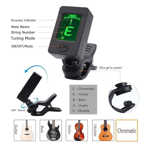 Guitar Capo with Guitar Tuner Clip Guitar Accessoriesor for Acoustic Ukulele thumbnail 6