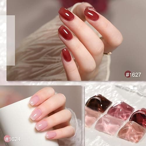 GAOY Gel Nail Polish Kit with UV Light for Beginners, 6 Colors Sheer Nude Red Pink Brown, Gel Polish Kit with Top and Base Coat for Salon and Nail Art DIY at Home, Rose Garden thumbnail 4