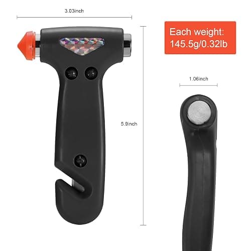 THINKWORK Car Safety Hammer, 3-in-1 Emergency Escape Tool with One Second Window Breaker and Seat Belt Cutter, Safety Emergency Car Escape Tool for Car, Office, Home, Black thumbnail 3