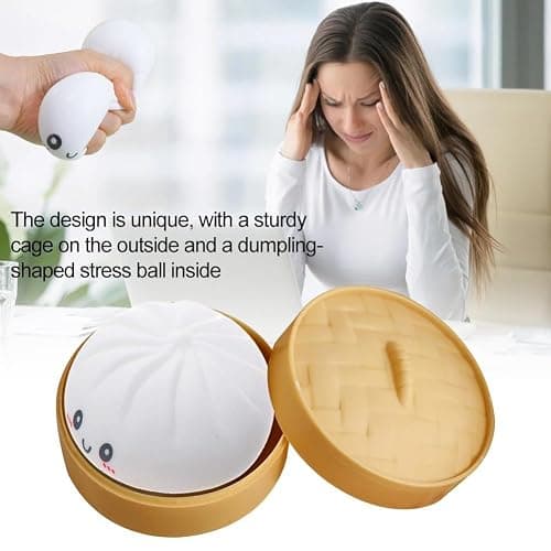 Colorful Dumpling Squishes Stress Balls, Cute Anxiety Relief Fidget Toy, Soft Squeeze Decompression Dough for Adults, Simulation Food Squishies Bun with Steamer thumbnail 6