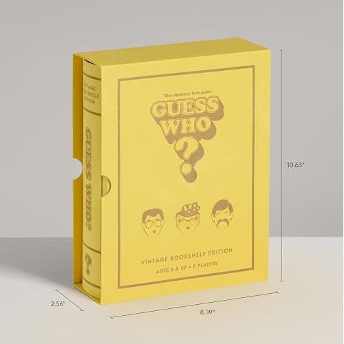 WS Game Company Guess Who? Vintage Bookshelf Edition, Linen Wrapped Book Box & Slipcase, Inspired by 1991 Version, Classic Board Games for Kids & Adults, Ages 6+ thumbnail 3