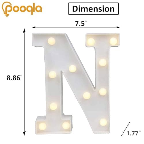 Pooqla LED Marquee Letter Lights Sign, Light Up Alphabet Letter for Home Party Wedding Decoration N thumbnail 2