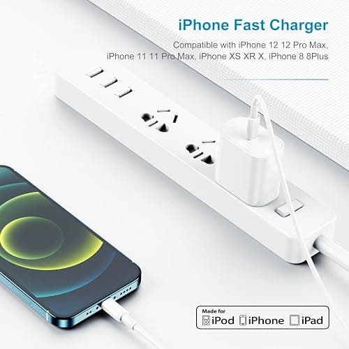 2Pack Apple Certified iPhone Charger Fast Charging, 20W PD USB C Wall Charger Block with Type C to Lightning Cable 6ft Compatible with iPhone 14/14 Plus/13 Pro Max/12/12 Pro/11/iPad thumbnail 3