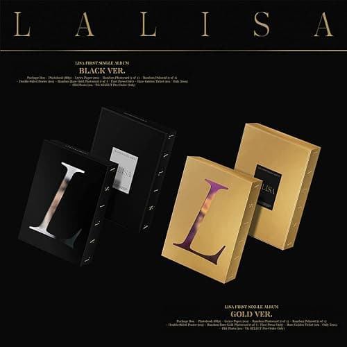 BLACKPINK LISA FIRST SINGLE ALBUM - LALISA [ GOLD VER. ] PHOTOBOOK + LYRICS PAPER + CD + PHOTOCARD + POLAROID + DOUBLE-SIDED POSTER thumbnail 2