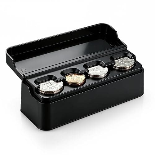 SINGARO Coin Holder for Car, Coin Change Organizer Compatible with Coins of Different Sizes, Dash-Mounted Holder Suitable for Most Cars, Trucks(Black) - Image 1