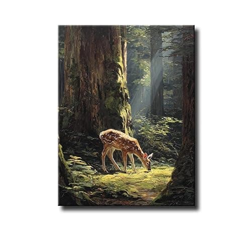Fawn Deer Sunlit Ancient Forest Canvas Wall Decor | waterproof canvas, fade-resistant print, 5 sizes, gallery wrapped ready to hang for living room, bedroom, or cabin. - Image 1