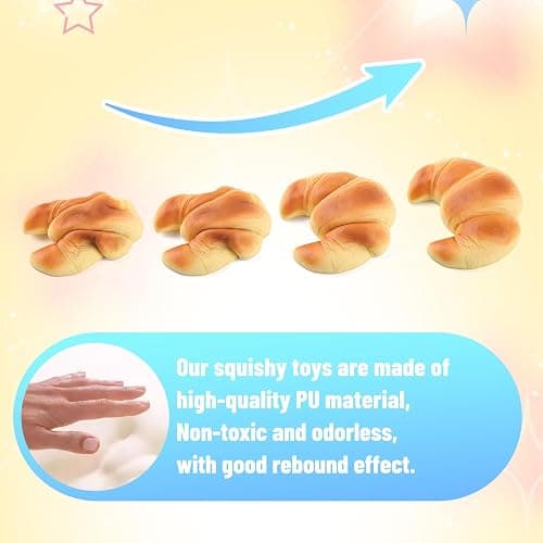Anboor Slow Rising Squishies Toys for Kids Bread Squishys Foam Food Croissant Jumbo Big Stress Squishes Cute Giant Squeeze Toy thumbnail 4