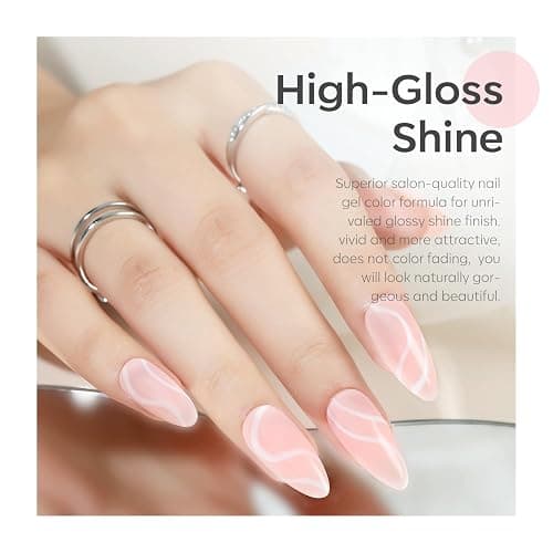 Modelones Gel Nail Polish 6 Colors Nude Pink Gel Polish Kit White Pastel Light Pink Nail Polish Gel Barely Pink Soak Off Gel Nail Popular Nail Art DIY Salon Home Manicure Gifts thumbnail 3