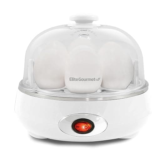 Elite Gourmet EGC322CW Easy Egg Cooker Electric 7-Egg Capacity, Soft, Medium, Hard-Boiled Egg Cooker with Auto Shut-Off, Measuring Cup Included, BPA Free, Classic White - Image 1