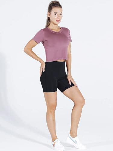 CADMUS Women's Dry Fit Crop Top Yoga Short Sleeve Shirts Crew Neck Athletic Running Tee 3 Pieces thumbnail 3