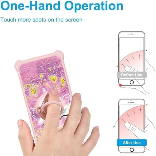 Kinetijy Case Compatible for Teracube 2E Phone Case Cover [with 1* Tempered Glass Screen Protector][Hard PC + Soft Silicone][Ring Support] [Gold Glitter+Luminous] JSF-DJS thumbnail 4