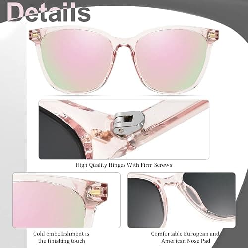 Myiaur Polarized Sunglasses for Women, Square Mirrored Trendy Shades with UV Protection Reduce Glare Sun Glasses thumbnail 4