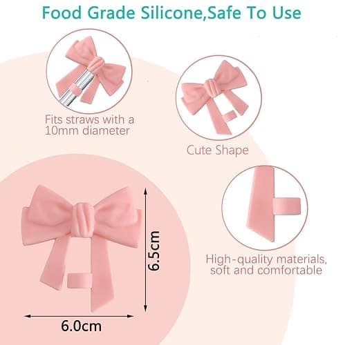 Silicone Straw Caps for 10mm Tumblers | Reusable Dust-Proof Straw Toppers Compatible with Stanley 30oz & 40oz Tumblers (pink 6pc butterfly) thumbnail 3