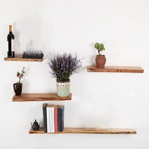 Log Natural Edge Shelf, Partition Wall Mounted Shelf, Solid Wood Shelf Organizer, Solid Wood, Irregular Edge, Thickened Planks, Simple Style, Suitable for B&B, Home(Brown,40 * 25 * 2.5cm) thumbnail 8