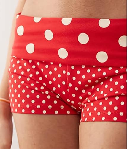 Luckinbaby Foldover Shorts for Women Y2k Cute Micro Short Fold Over Pajama Bottoms Slim Fit Going Out Mini Shorts thumbnail 2