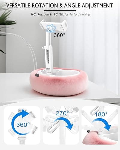 Tablet Pillow Stand, Compatible with 4.7"-12.9" Kindle, iPad, Phone/Tablet, Google, 360° Rotating Phone Holder for Bed, Detachable Bowl, Reading and Relaxation on Bed, Pink, Large (Faux Fur Pillow) thumbnail 5