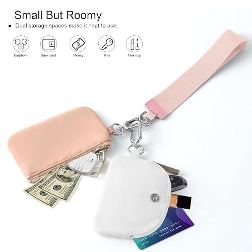 Babysun Mini Zip Around Dual Pouch Wristlet With 2 Straps Wristlet Keychain Wallet for Women Coin Purse Small Cute for Teen Girl thumbnail 4