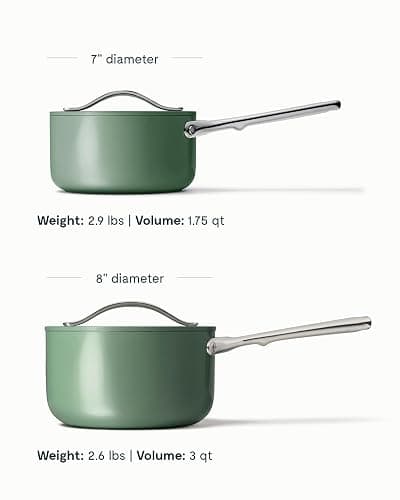 Caraway Nonstick Ceramic Sauce Pan with Lid (3 qt) - Non Toxic, PTFE & PFOA Free - Oven Safe & Compatible with All Stovetops (Gas, Electric & Induction) - Sage thumbnail 4