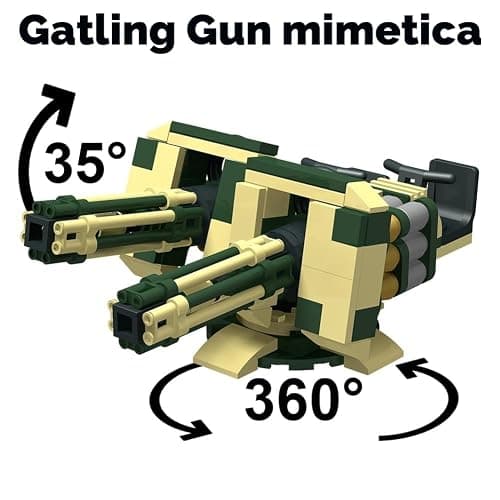 Nicolababe 390 Pezzi Set Armi Militari Giocattoli Mattoncini Equipaggiamento Soldato, Elmetto Mimetizzato, Gilet Tattico, Scudi, Mitragliatrice Gatling, Compatibile con le Principali Minifigure thumbnail 5