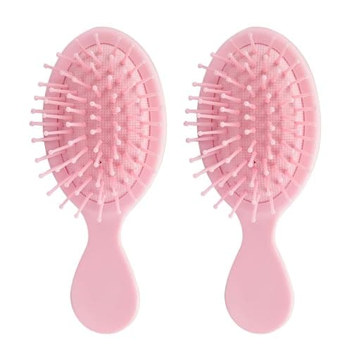 2PCS Mini Detangling Hair Brush for Wet and Dry Hair, Travel-Sized Pink Hairbrush for Men, Women – Compact & Lightweight - Image 1