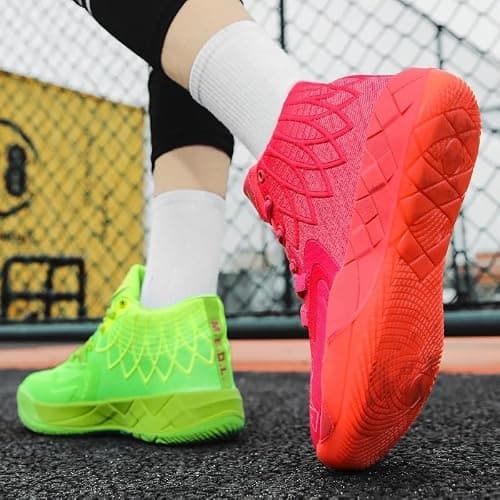 IGZBIBG Men's Knitted Mesh Breathable Mid-Top Basketball Shoes with Round Toe, Non-Slip and Lightweight Lace-Up Casual Sports Shoes Suitable for Walking, Running and Daily Travel thumbnail 5