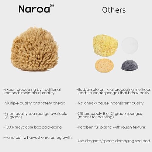 NAROA Natural Baby Bath Sponge in Gift Box | Soft Sea Unbleached Sea Washcloth for Babies | Newborn Shower Time Essentials | Pregnancy Registry Boy Girl thumbnail 6