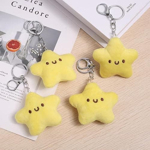 1Pcs Yellow Plush Star Keychain Backpack Accessories Doll Pendant Heart Healing in Addition to Serving as a Keychain Women's Keyrings and Keychains thumbnail 4