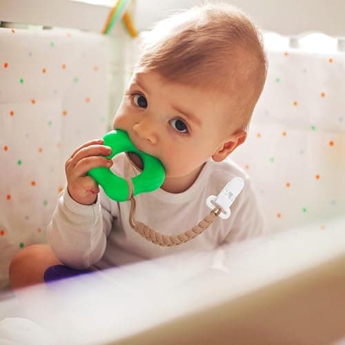 6-Pack Silicone Pacifier Clips with a Woven Rope Shape for Baby Boys and Girls - Flexible and Rust-Free Holders for Teething Relief and Baby Essentials, Safe for Newborns (Grey) thumbnail 2