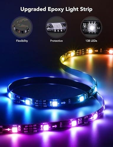 Govee TV LED Backlight,RGBIC Smart LED Strip Lights for 70-80 inch TVs, Bluetooth and Wi-Fi Control, Works with Alexa & Google Assistant, Music Sync, 99+ Scene Modes, Adapter thumbnail 7