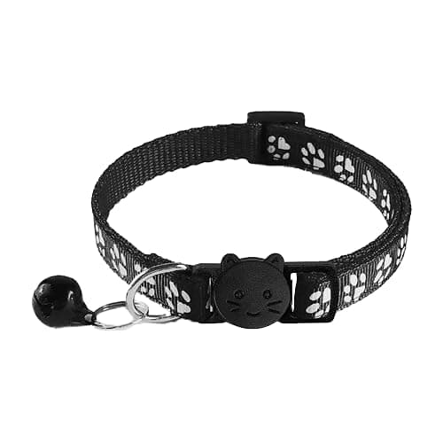 zulinlong 2 Pack Breakaway Cat Collars with Bells, Reflective Design and Claw Print Design, Safety Buckle Kitten Collars Adjustable from 7.5 to 12.5 Inches (Black) thumbnail 3