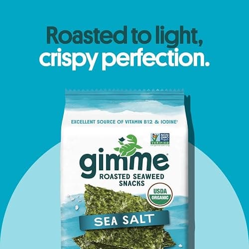 Gimme 6 CT Sea Salt Organic Roasted Seaweed Snacks, 5g, 0.17oz | Keto, Vegan, Gluten Free, Great Source of Iodine & Omega 3’s, Healthy On-The-Go Snack for Kids Adults thumbnail 4