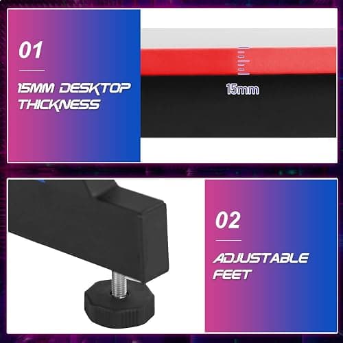 BestOffice Gmaing Desk Z Shaped 47 inch PC Computer Desk Computer Workstation Ergonomic Gaming Table with Headphone Hook for Game Players, Red thumbnail 6