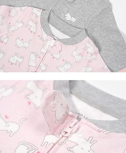 Teach Leanbh Baby 2-Pack Footless Pajamas Cotton Long Sleeve Printing 2 Way Zipper Romper Jumpsuit Sleep and Play 3-24 Months thumbnail 3