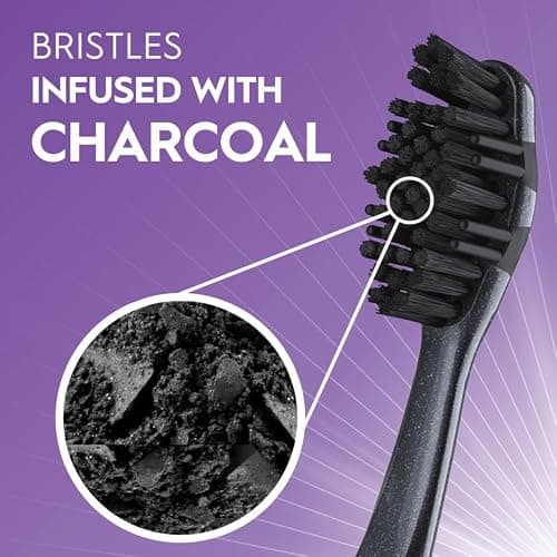 Oral-B 3D White Charcoal Toothbrush, 2 Count Medium Manual tootbrush Pack, Whitens Teeth, removes Plaque and Stains, Tongue Scraper Tooth Brush thumbnail 3
