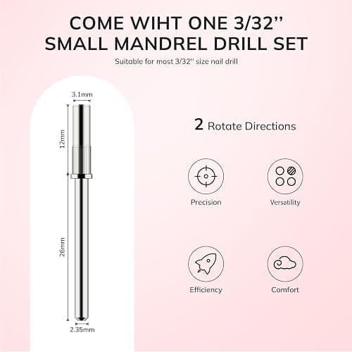 Lavinda Small Sanding Bands Nail Drill Bit, 80 Piece Extra Fine Sanding Bands for Nail Drill with 3.1mm Mandrel Bit for Acrylic Nails Gel Removing Shaping Polishing Nail Salon Use (240 Grit, Pink) thumbnail 3