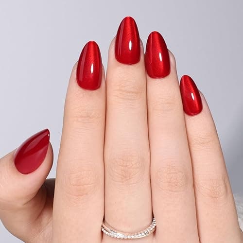 WiniBeauty Red Cat Eye Press On Nails Almond - Short Almond Fake Nails | Red Cateye Press On Nails Reusable Stick On Nails in 16 Sizes, 32pcs False Nail Kit for Women & Girls thumbnail 6