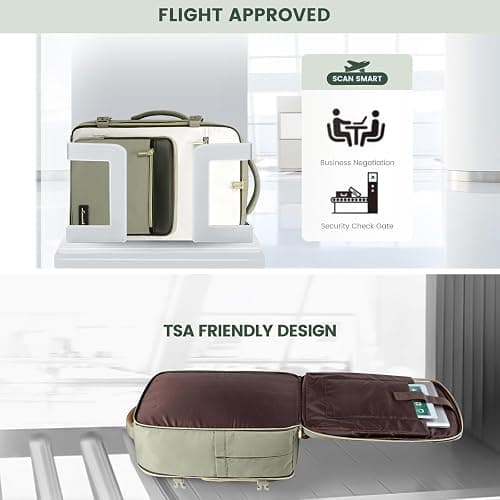 LOVEVOOK Travel Backpack For Women,40L Carry On Backpack Flight Approved,TSA Personal Item Travel Bag Fits 17 Inch Laptop,Business Weekender Overnight Daypack with Back Pad and Chest Buckle,Cubes - Green and White - 17.3 Inch-40L-4Pcs thumbnail 8