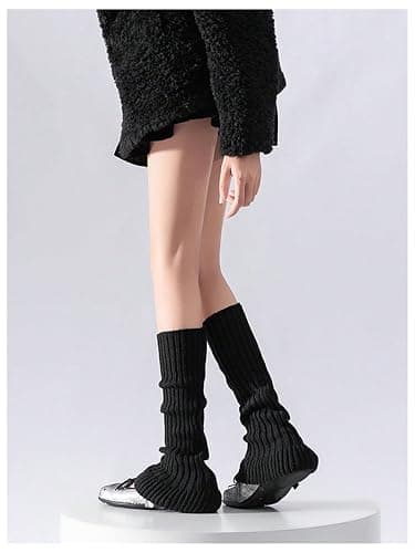 Verdusa Women's Harajuku Leg Warmers Y2K Solid Rib Knit Long Socks thumbnail 2