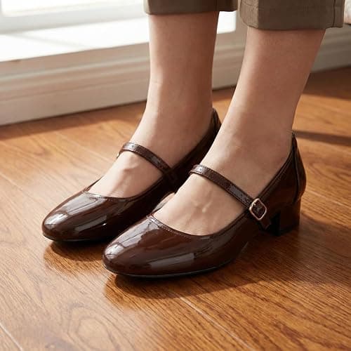 hingswink Mary Jane Shoes Women Low Heels Dress Shoes Pumps Low Heel 2 Inch Chunky Heel Mary Janes Pumps with Adjustable Ankle Strap for Women Dressy Casual thumbnail 2