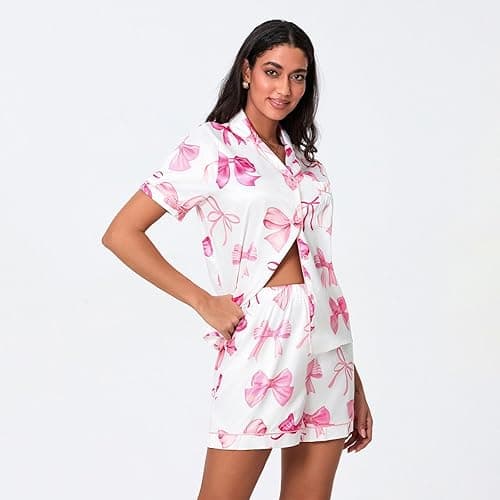 Yiulangde Cowboys Boot Pajamas for Women Y2k 2 Piece Heart Bow Preppy Pjs Coquette Short Sleeve Shirts Matching Pj Shorts Set thumbnail 6