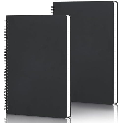Yarotm Notizbuch A4 Blanko - 2 Stück 100gsm Papier Collegeblock Spiralbindung Skizzenbuch - 21x29.2cm Spiralblock Hardcover Schwarz Schreiben Tagebuch - 120 Seiten Notizblock Ringbuch A4 - Image 1