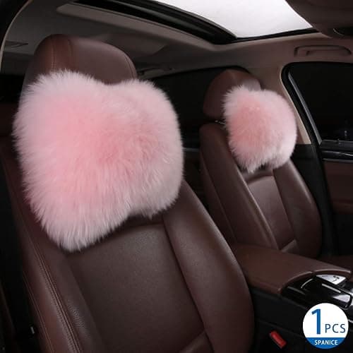 SPANICE Car Headrest Pillow Interior Head Neck Cushion Auto Protector Neck Rest Pillows Car Decor Accessories (Pink) thumbnail 3