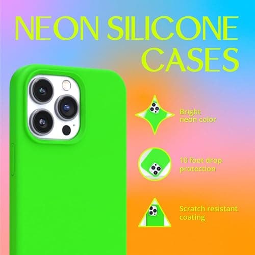 FELONY CASE - Apple iPhone 14 Pro Case - Neon Liquid Silicone, Soft Touch Slim Cover with Anti-Scratch Microfiber Lining, 360° Shockproof & Full Body Protection - (Green) thumbnail 2