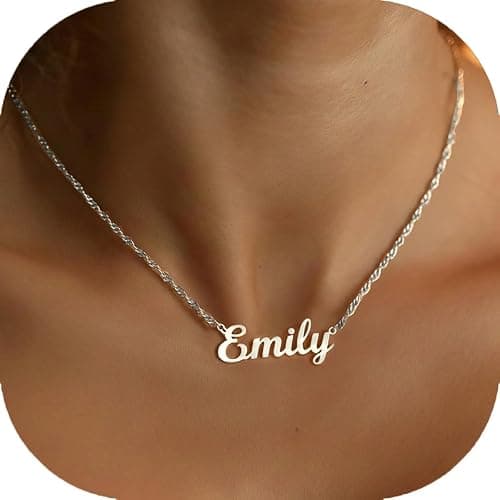 Ajiangwu Name Necklace with Box/Cuban/Figaro/Twist Chain,925 Sterling Silver Custom Name Necklace Personalized Christmas Gifts for Women Girls - Image 1