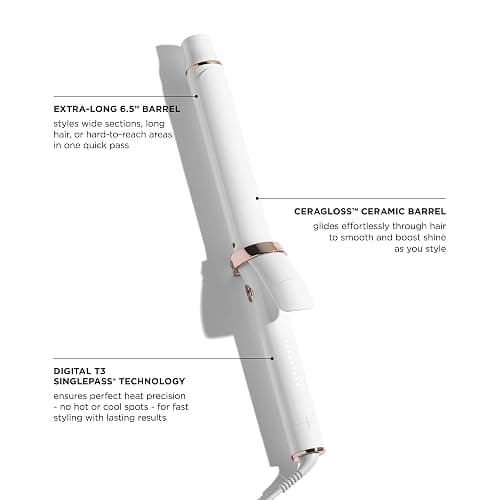 T3 SinglePass Curl X Extra-Long Barrel 1", 1.25", 1.5" Curling Iron with 9 Heat Settings and Ceramic Barrel for Fast Styling and Lasting Results on All Hair Types thumbnail 3
